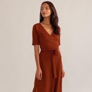 Modern Citizen Ruth Ribbed Faux Wrap Dress